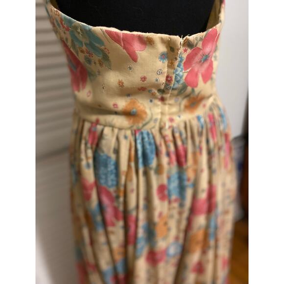 1970s Vintage Denise Are There Floral Halter Maxi Dress Ruffled Small Medium Jr - Picture 5 of 11